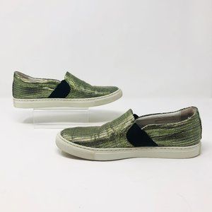 Lanvin Metallic Green Purple Slip-On Sneaker